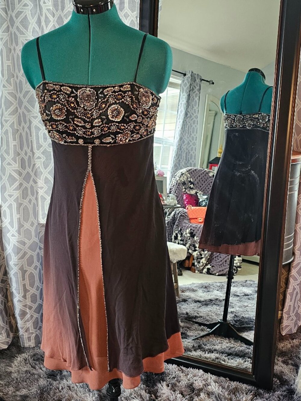 Sue Wong 100% Silk Ombré Beaded Strapless Gown – Size 8 – Vintage Nocturne